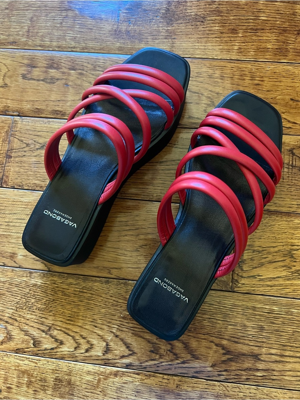 Vagabond Shoes Platform Sandals Leather Straps Red Size 7 - Picture 2 of 10